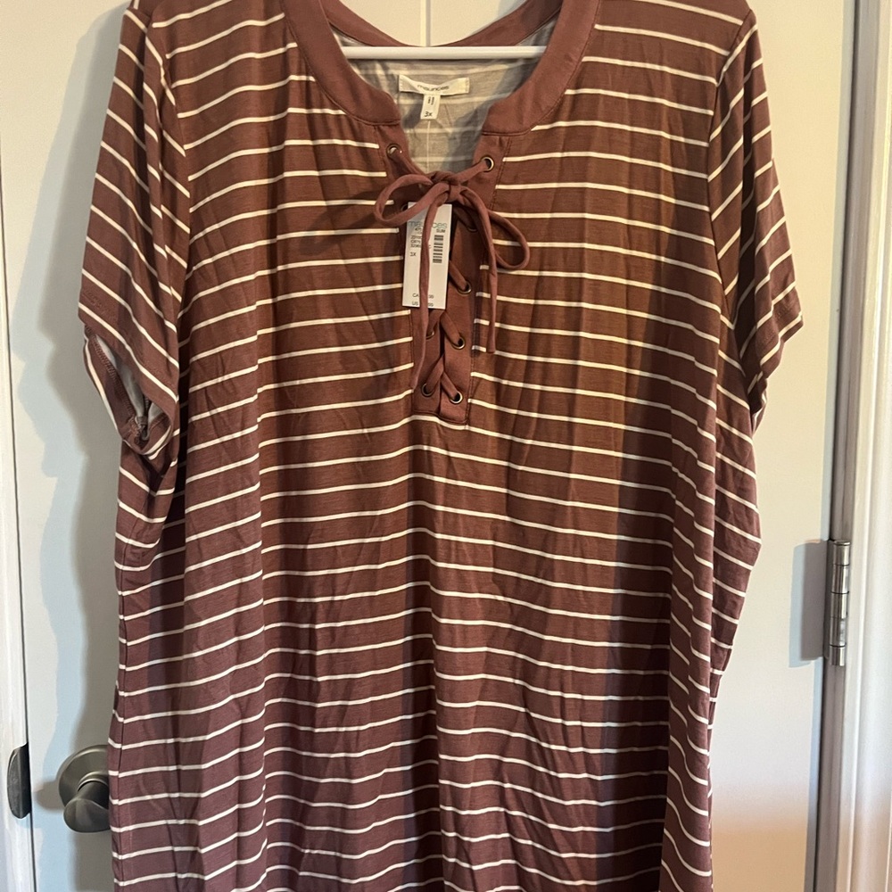 Maurices plus size 3x Striped Short Sleeve knit tee NWT